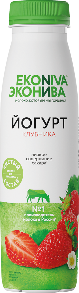 Йогурт питьевой ЭКОНИВА Клубника 2,5%, без змж, 300г (Россия, 300 г)