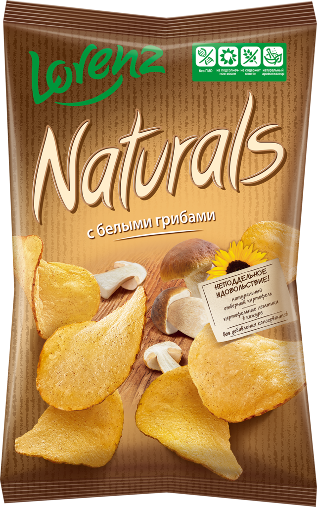 Чипсы картофельные NATURALS с белыми грибами, 100г (Россия, 100 г)