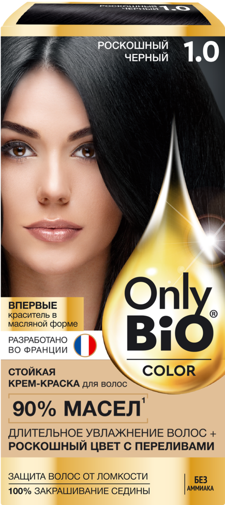 Краска для волос ONLY BIO COLOR 1.0 Роскошный черный, 115мл (Россия, 115 мл)