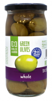 Оливки с косточкой DOLCE ALBERO зеленые крупные, 350г (Греция, 350 г)