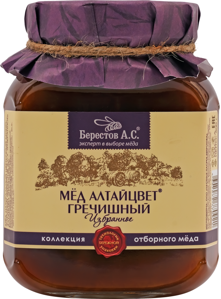 Мед гречишный БЕРЕСТОВ А.С. натуральный, 500г (Россия, 500 г)