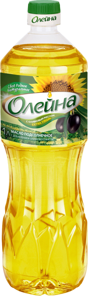 Масло растительное ОЛЕЙНА подсолнечное и оливковое рафинированное 1-й сорт, 1л (Россия, 1000 мл)