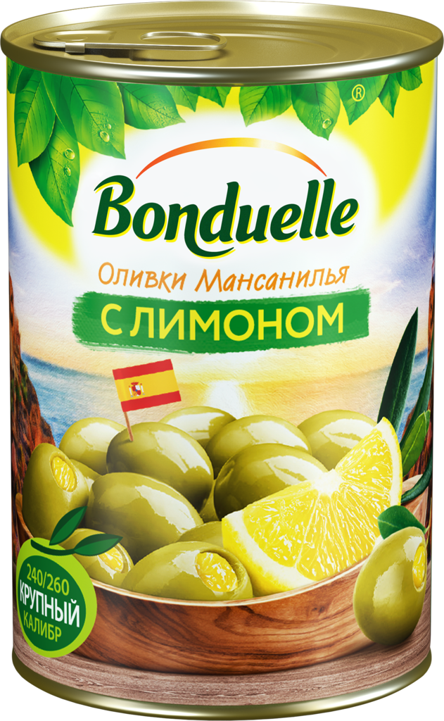 Оливки с лимоном BONDUELLE Мансанилья, 300г (Испания, 300 г)