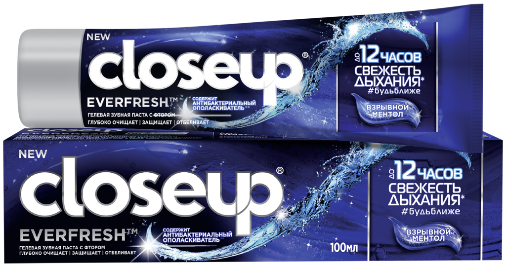 Зубная паста CLOSEUP Everfresh Взрывной ментол с антибактериальным ополаскивателем, 100мл (Россия, 100 мл)
