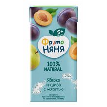 Нектар детский ФрутоНяня яблоко-слива стерилизованный с мякотью с 5 месяцев 200 мл