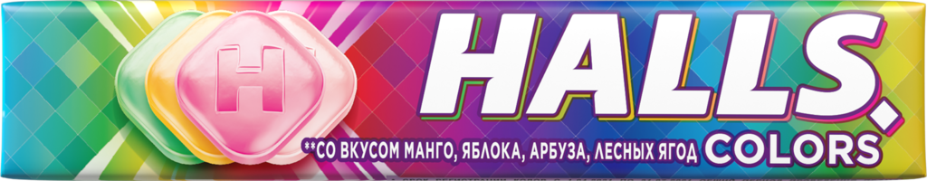 Карамель леденцовая HALLS Colors ассорти, 25г (Россия, 25 г)