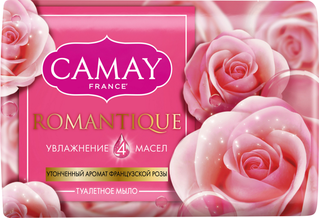 Туалетное мыло CAMAY Romantique с ароматом французской розы, 85г (Египет, 85 г)