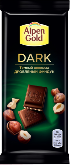Шоколад темный ALPEN GOLD Dark с дробленым фундуком, 80г (Россия, 80 г)