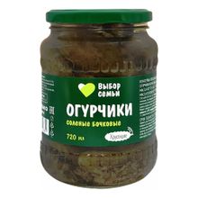 Огурцы Выбор Семьи Бочковые соленые 720 мл