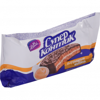 Печенье KONTI Супер-Контик в шоколадной глазури со сгущенкой, 100г (Россия, 100 г)