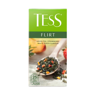Чай зеленый TESS Flirt с кусочками персика и клубники, 25пак (Россия, 25 пак)