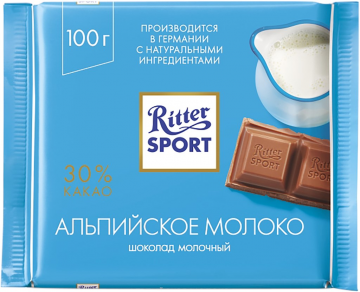 Шоколад молочный RITTER SPORT Альпийское молоко, 100г (Германия, 100 г)