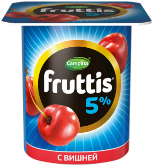 Продукт йогуртный FRUTTIS Вишня/Черника 5%, без змж, 115г (Россия, 115 г)