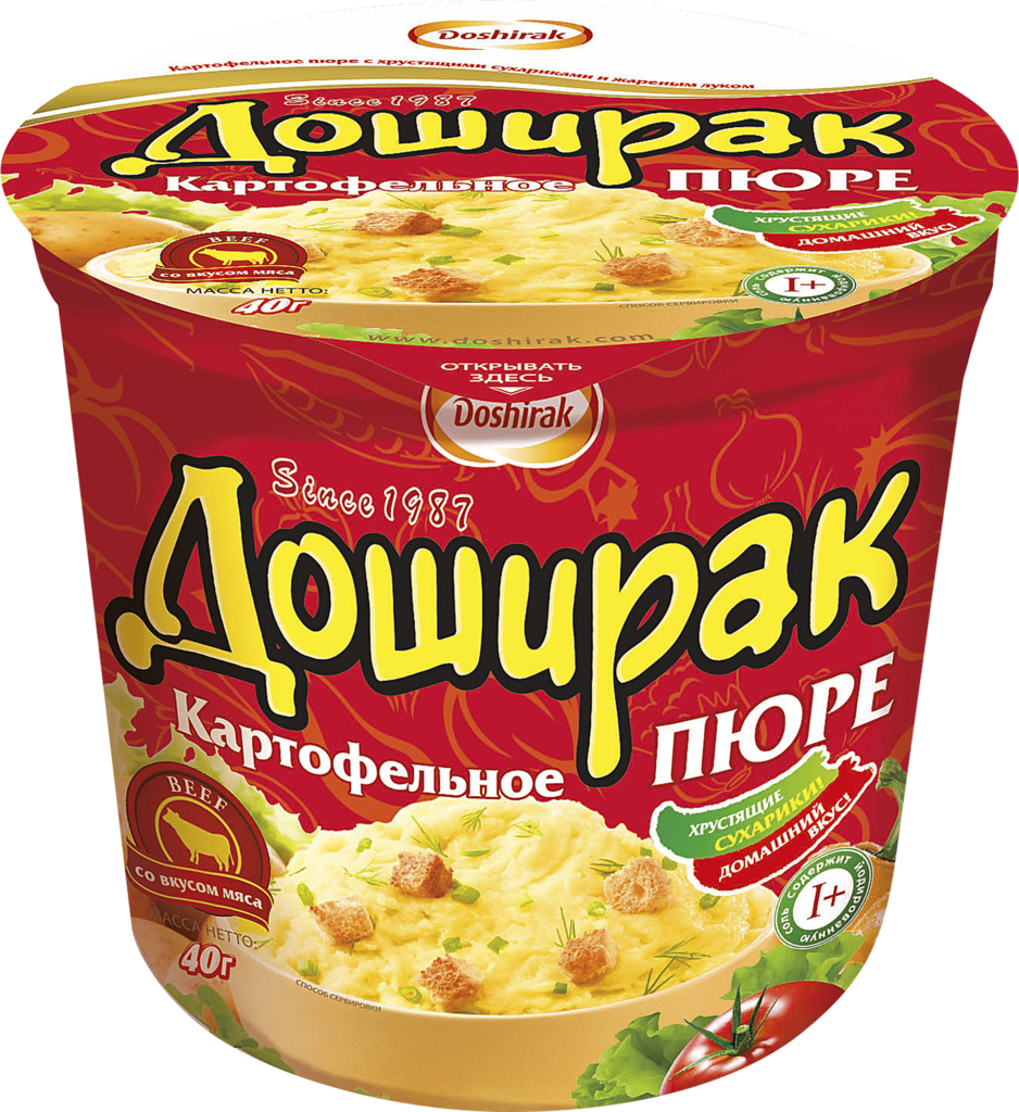 Картофельное пюре DOSHIRAK со вкусом мяса, 40г (Россия, 40 г)