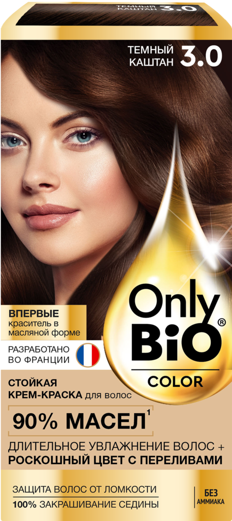 Краска для волос ONLY BIO COLOR 3.0 Темный каштан, 115мл (Россия, 115 мл)