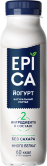 Йогурт питьевой EPICA Натуральный 2,9%, без змж, 260г (Россия, 260 г)