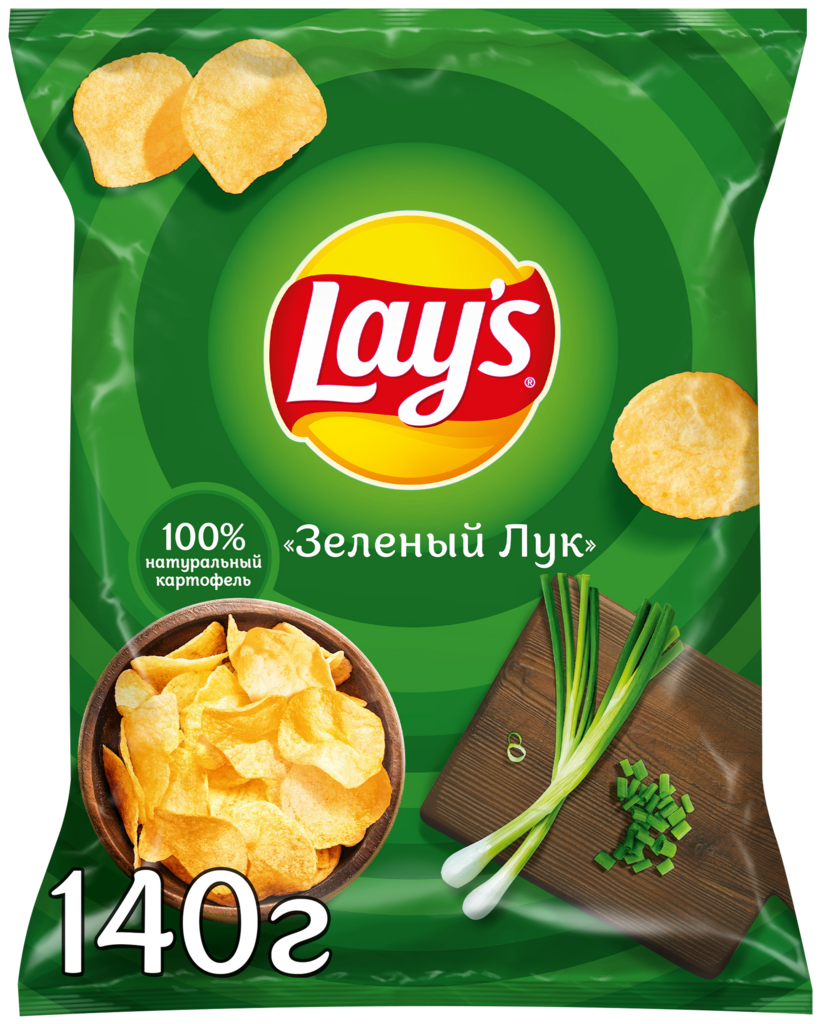 Чипсы картофельные LAY'S Молодой зеленый лук, 140г (Россия, 140 г)