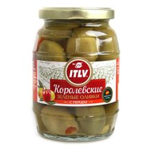 Оливки IITLV Королевские зеленые с перцем 370 мл