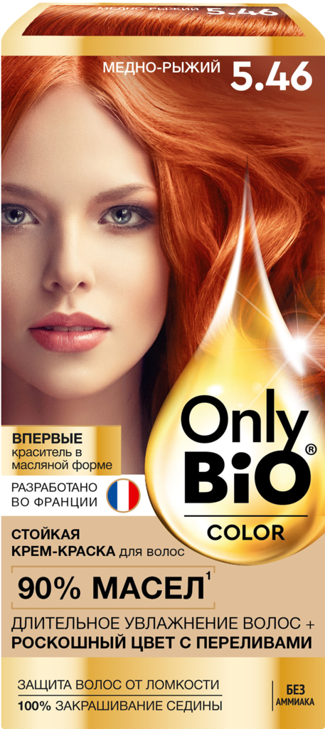 Краска для волос ONLY BIO COLOR 5.46 Медно-рыжий, 115мл (Россия, 115 мл)