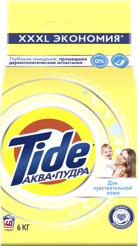 Стиральный порошок для детского белья TIDE для чувствительной кожи, автомат, 6кг (Россия, 6 кг)