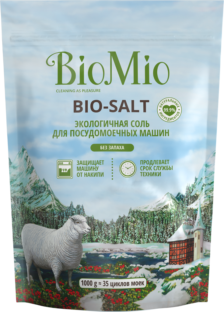Соль для посудомоечной машины BIOMIO Bio-Salt экологичная, 1000г (Беларусь, 1000 г)