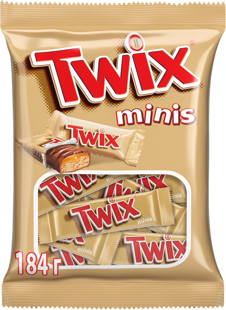 Конфеты TWIX Minis с печеньем и карамелью, покрытые молочным шоколадом, 184г (Россия, 184 г)