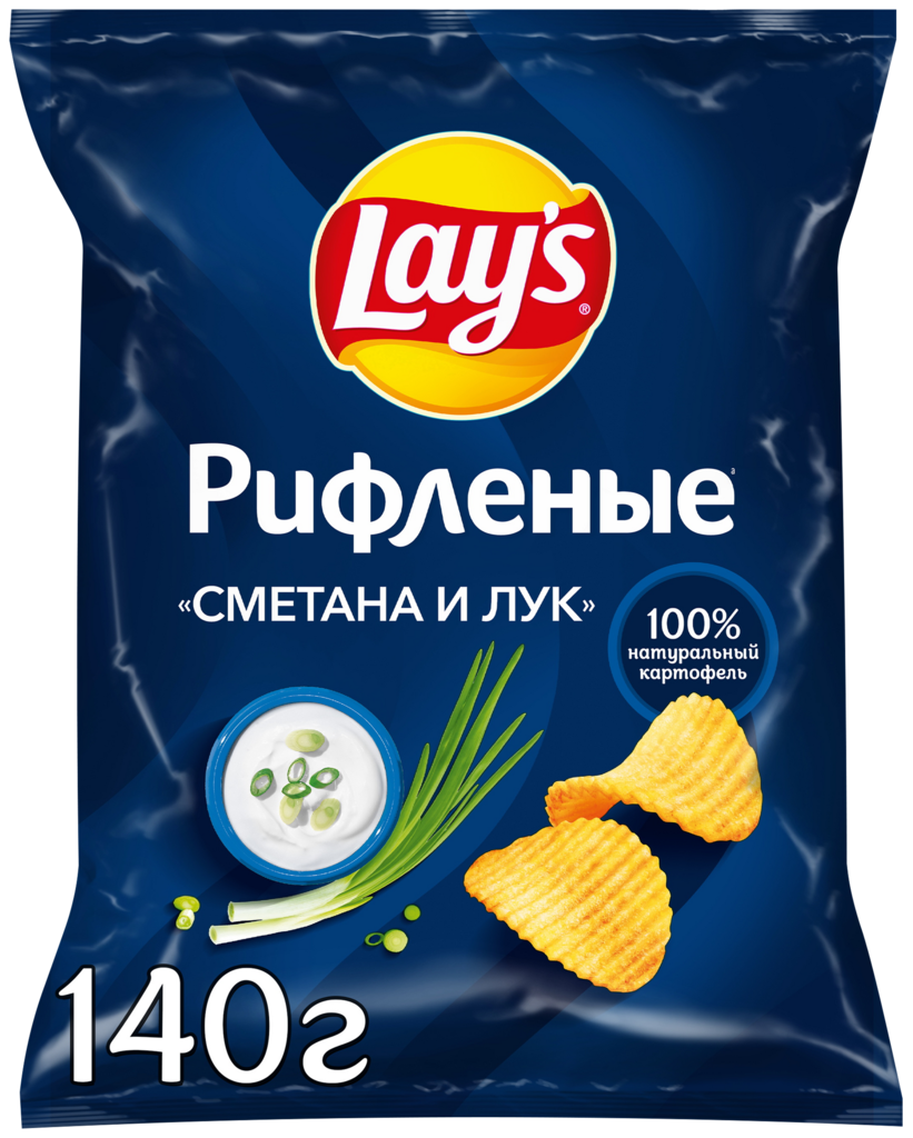 Чипсы картофельные LAY'S Сметана и лук, 140г (Россия, 140 г)