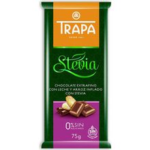 Плитка Trapa Stevia молочный шоколад с рисом и стевией 27% 75 г