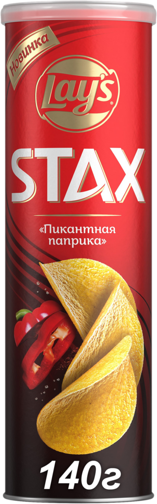 Чипсы картофельные LAY'S Stax Пикантная паприка, 140г (Россия, 140 г)
