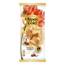 Шоколад Alpen Gold белый с миндалем и кокосовой стружкой 80 г