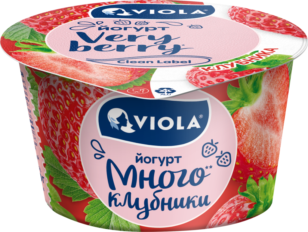 Йогурт VIOLA Very Berry с клубникой 2,6%, без змж, 180г (Россия, 180 г)