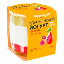 Йогурт Коломенский малина-груша 5% БЗМЖ 170 г