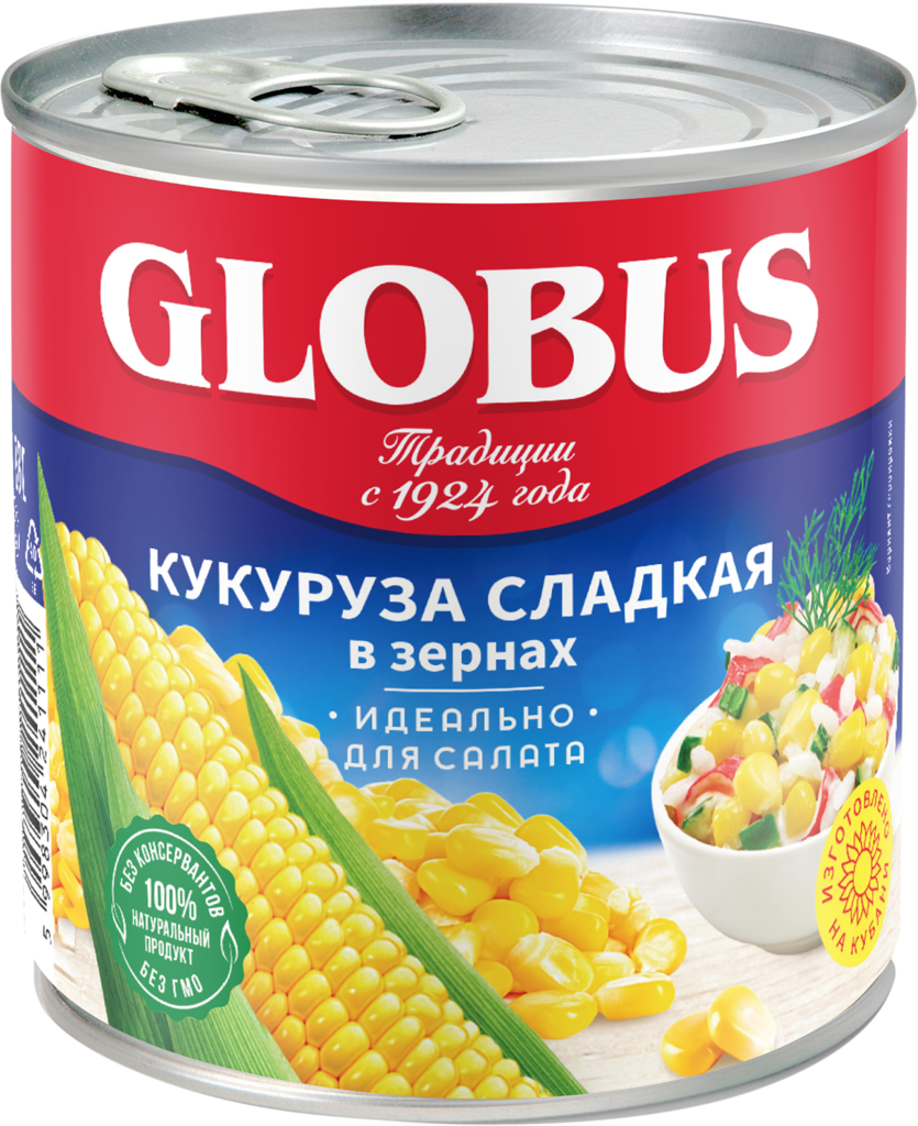 Кукуруза GLOBUS сладкая, в зернах, 340г (Россия, 340 г)
