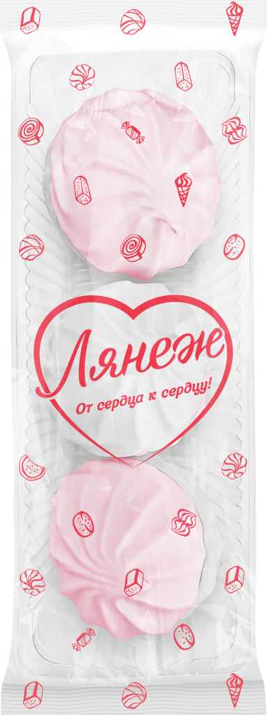 Зефир ЛЯНЕЖ бело-розовый, ароматизированный, 155г (Россия, 155 г)