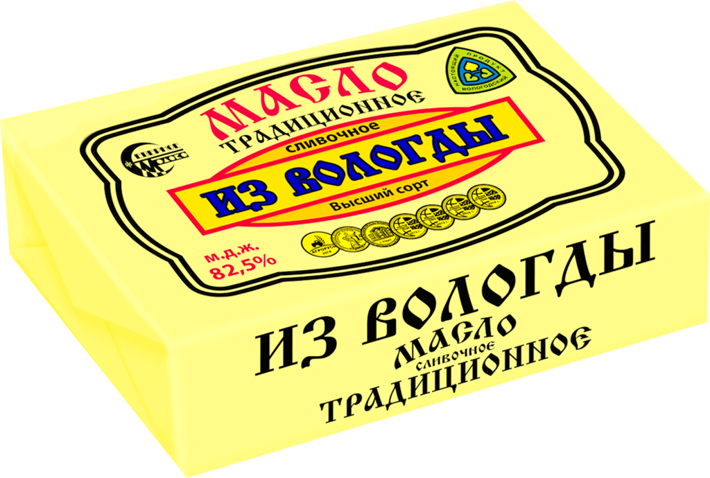 Масло сливочное СЕВЕРНОЕ МОЛОКО Из Вологды Традиционное 82,5%, без змж, 180г (Россия, 180 г)