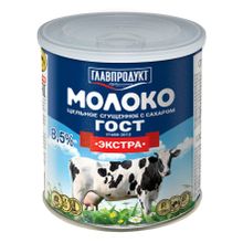 Сгущенное молоко Главпродукт Экстра цельное с сахаром 8,5% БЗМЖ 380 г
