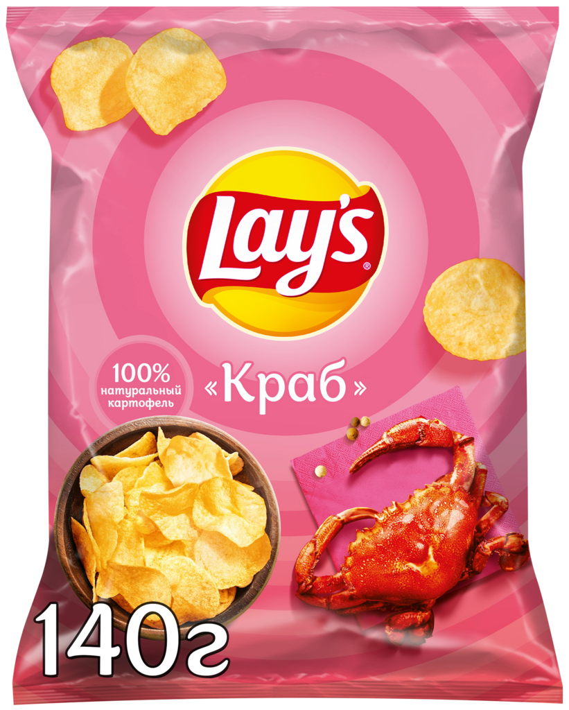 Чипсы картофельные LAY'S Краб, 140г (Россия, 140 г)