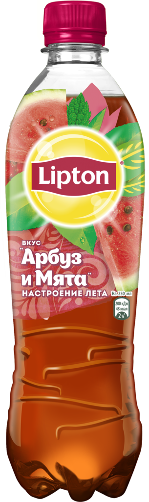 Напиток LIPTON Холодный черный чай со вкусом арбуза и мяты негазированный, 0.5л (Россия, 0.5 L)
