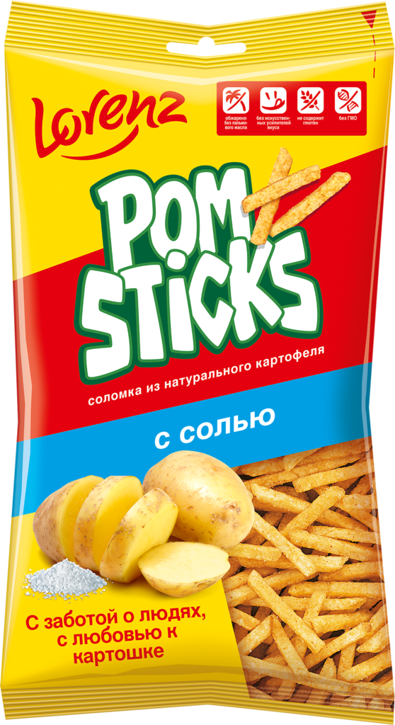 Чипсы картофельные POMSTICKS Lorenz соломкой с солью, 100г (Россия, 100 г)