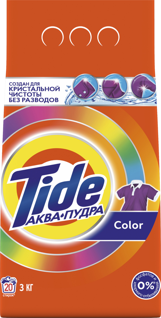 Стиральный порошок для цветного белья TIDE Аквапудра Color, автомат, 3кг (Россия, 3 кг)