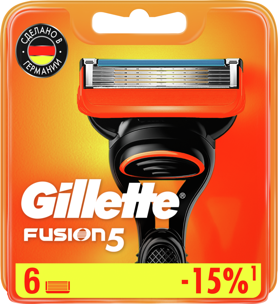 Кассеты сменные для бритья GILLETTE Fusion5, 6шт (Германия, 6 шт)