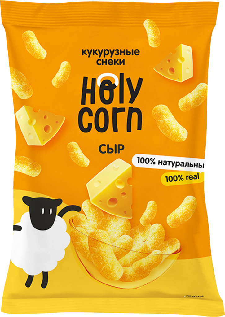 Снеки кукурузные HOLY CORN Ground Pack со вкусом сыра, 50г (Россия, 50 г)