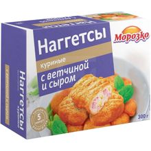 Наггетсы куриные Морозко с ветчиной и сыром замороженные 300 г