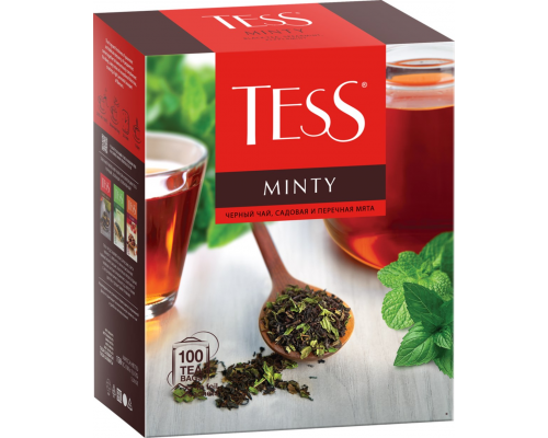 Чай черный TESS Минти байховый с мятой, 100пак (Россия, 100 пак)
