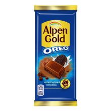Шоколад Alpen Gold Oreo молочный с шоколадной начинкой и кусочками печенья Орео 85 г