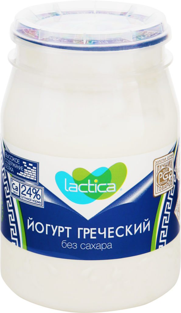 Йогурт LACTICA Греческий Натуральный 4%, без змж, 190г (Россия, 190 г)