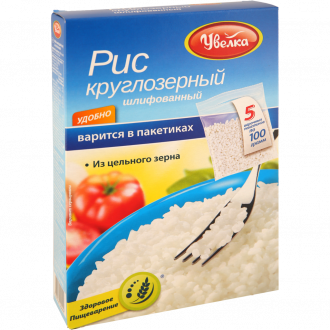 Рис круглозерный УВЕЛКА в пакетиках, 5х80г (Россия, 80 г*5)