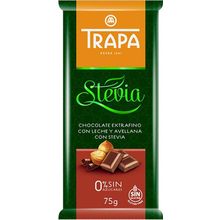 Плитка Trapa Stevia молочный шоколад с миндалем и стевией 27% 75 г