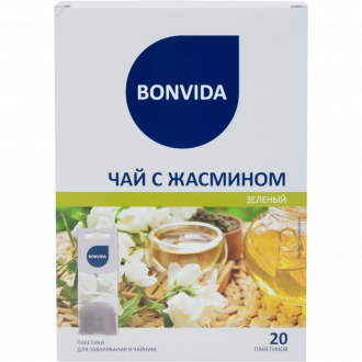 Чай зеленый BONVIDA с жасмином для заваривания в 
чайнике, 20пак (Россия, 20 пак)