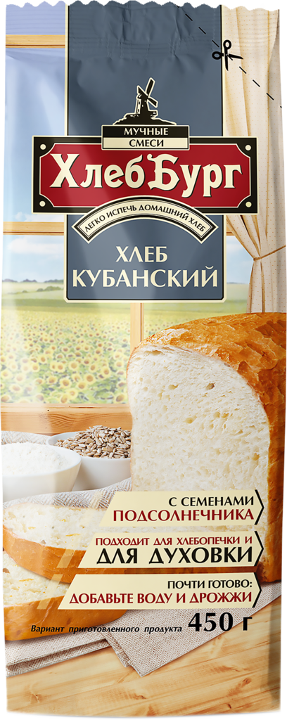 Смесь мучная ХЛЕББУРГ Хлеб Кубанский, 450г (Россия, 450 г)
